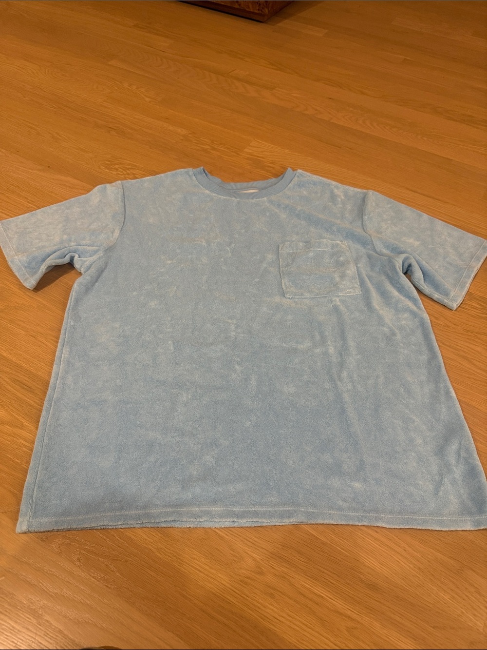 Standard Cloth Men’s Blue Terry Pocket Crew Neck Shirt L/XL Cabana Beach